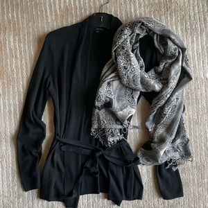 Buttery Soft Banana Republic Black Cardigan/Sweater with matching tie, size med